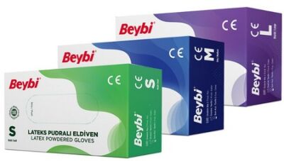 Beybi Latex Muayene Eldiveni (M) Pudralı 100 lü - 1