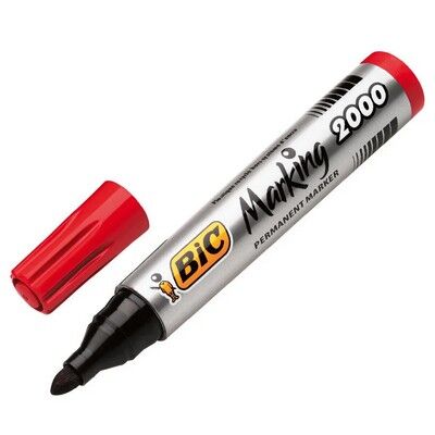 Bic 2000 Permanenet Markör Yuvarlak Uç Kırmızı - 1