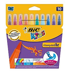 Bic Visa Fırça Uçlu Jumbo Keçeli Boya Seti, 10 Renk