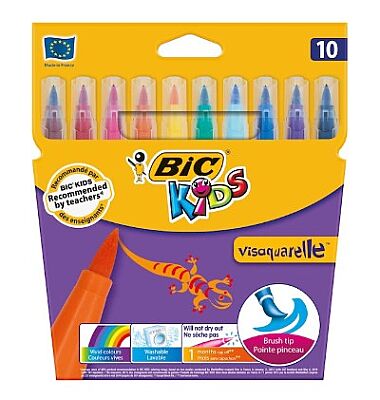 Bic Visa Fırça Uçlu Jumbo Keçeli Boya Seti, 10 Renk - 1