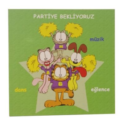 Cats Garfield Doğum Günü Kartı 8x8 cm M:2 - 1