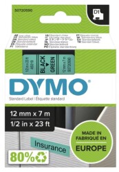 Dymo D1 Yedek Şerit, 12 mm x 7 mt, Yeşil/ Siyah (45019) - 2