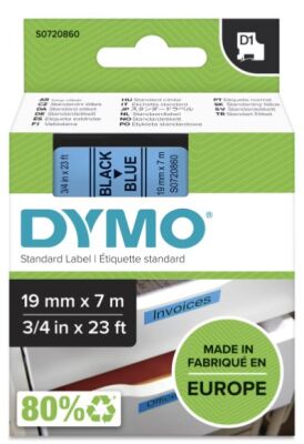 Dymo D1 Yedek Şerit, 19 mm x 7 mt, Mavi/ Siyah (45806) - 2