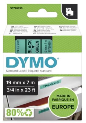 Dymo D1 Yedek Şerit, 19 mm x 7 mt, Yeşil/Siyah (45809) - 2