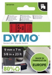 Dymo D1 Yedek Şerit, 9 mm x 7 mt, Kırmızı/ Siyah (40917) - 2