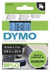 Dymo D1 Yedek Şerit, 9 mm x 7 mt, Mavi/ Siyah (40916) - 2