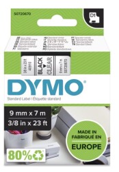 Dymo D1 Yedek Şerit, 9 mm x 7 mt, Şeffaf/ Siyah (40910) - 2