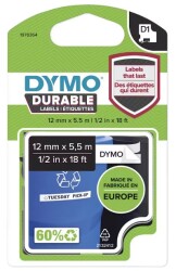 Dymo Kalıcı D1 Şerit, 12 mmx5,5 mt, Beyaz/ Siyah - 2