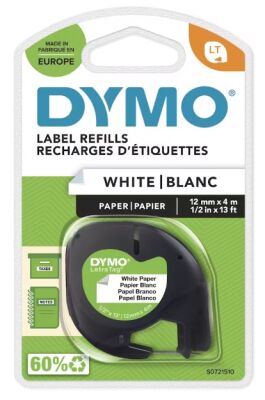 Dymo LetraTag Kağıt Şerit ( 12mm x 4 mt ), Beyaz ( 59421) - 2