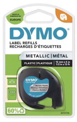 Dymo LetraTag Metalik Şerit ( 12 mm x 4 mt ), Gri (59429) - 2