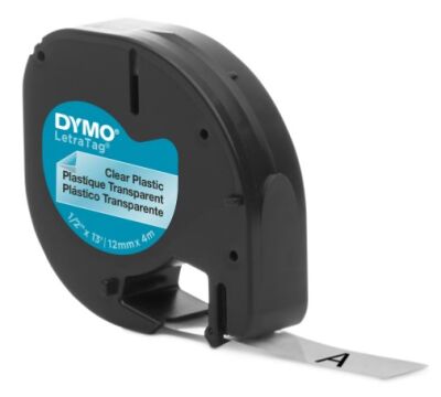 Dymo LetraTag Plastik Şerit ( 12 mm X 4 mt ) , Şeffaf (12268) - 1