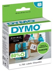 Dymo LW Çok Amaçlı Kare Etiket, 750 Etiket 25X25 mm - DYMO