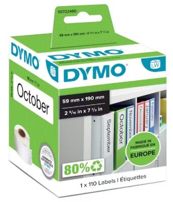 Dymo LW Geniş Klasör Sırt Etiketi,110 Etiket/Paket,190x59mm (99019) - 1