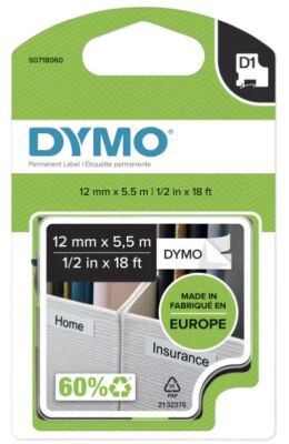 Dymo Yüksek performans Permanent Poly 12mmx5,5 Siyah/Beyaz (16959) - 2