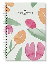 Faber-Castell Flowers  Sert Kapak Spiralli Defter 17 x 24 cm Çizgili M:4, 100 Yaprak