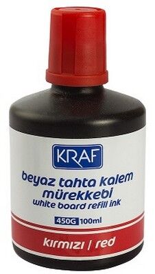 Kraf Beyaz Tahta Kalem Mürekkebi 100 ml Kırmızı 450G - 1