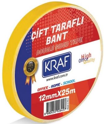 Kraf Çift Taraflı Bant 12mm x 25M 2512G - 1