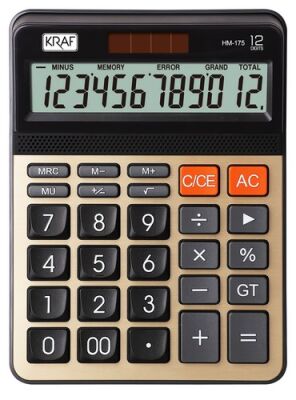 Kraf Hesap Makinesi Masaüstü 12 Hane HM-175 GD Altın - 1
