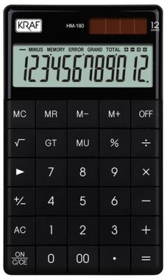 Kraf Hesap Makinesi Masaüstü 12 Hane HM-180 BK Siyah - 1