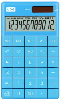 Kraf Hesap Makinesi Masaüstü 12 Hane HM-180 BL Mavi - 1