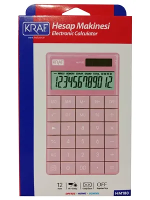 Kraf Hesap Makinesi Masaüstü 12 Hane HM-180 BL Pembe - 2