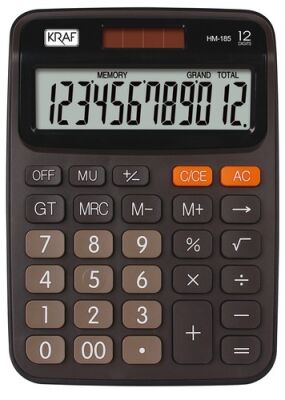 Kraf Hesap Makinesi Masaüstü 12 Hane HM-185 BK Siyah - 1