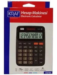 Kraf Hesap Makinesi Masaüstü 12 Hane HM-185 BK Siyah - 2