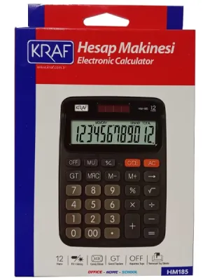 Kraf Hesap Makinesi Masaüstü 12 Hane HM-185 BK Siyah - 2