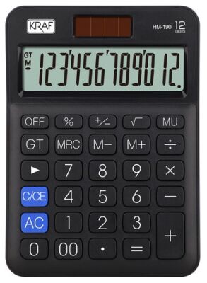 Kraf Hesap Makinesi Masaüstü 12 Hane HM-190 BK Siyah - 1