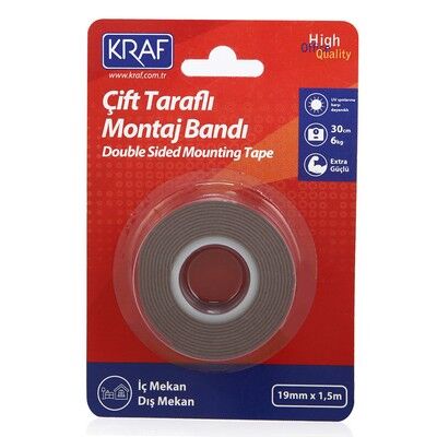 Kraf Montaj Bandı Çift Taraflı Extra Güçlü Dış Mekan 19mm X 1,5M 2520G - 1