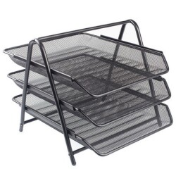 Kraf Perfore Evrak Rafı Metal 3 Katlı 460G Siyah - KRAF