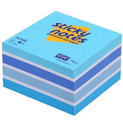 Kraf Yapışkanlı Not Kağıdı Küp 76X76 400Yp Pastel Blue 7676BL - 1