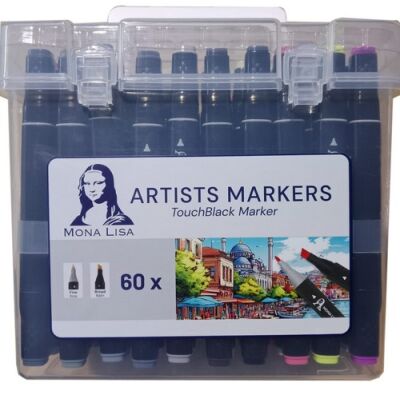 Mona Lisa TouchBlack Çift Uçlu Artist Marker 60 Renk - 1