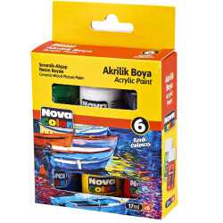 Nova Color Akrilik Boya Şişe 17 ml x 6 Renk - NOVA COLOR