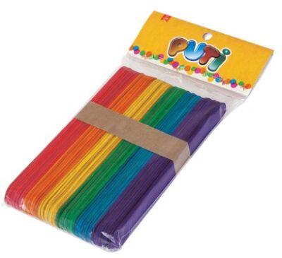 Puti Ahşap Büyük Dil Çubuğu Renkli 50 Li - 1