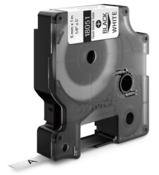 RhinoPRO Isıyla Küçülen Serit 6mmx1,5m Beyaz/Siyah - DYMO