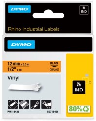 RhinoPro Renkli Vinil Şerit 12mmx5,5m Turuncu/Siyah - 2