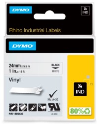 RhinoPRO Renkli Vinil Şerit 24 mmx5.5m Beyaz/Siyah - 2