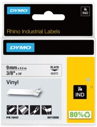 RhinoPRO Renkli Vinil Şerit 9mmx5,5m Beyaz/Siyah - 2