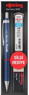 Rotring Tikky Retro Versatil+Min+Silgi Okul Seti, Mavi 0,7 mm - 1