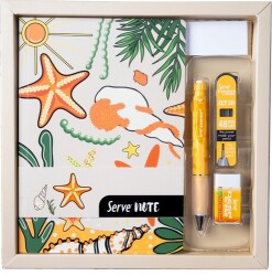 Serve Defter Seti, Desenli Hardal Sarı Kutulu - SERVE