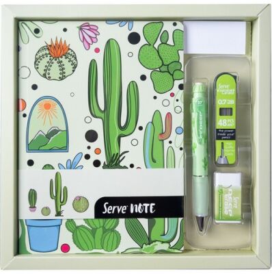 Serve Defter Seti, Desenli Nane Yeşili Kutulu - 1