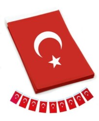 Vatan Büyük Boy, Kağıt İpli Bayrak 11x19 cm 40 Lı - OFİSKUTUM